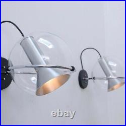 1960s Globe Wall Lights Raak glass Wall Sconce Lamps Light Set of Two