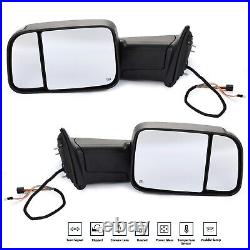 Pair Towing Mirror Power Heated LED Puddle Extendable Trailer For 09-18 Ram 1500