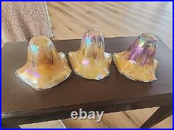 Set of 3 TODD PHILLIPS Quoizel Iridescent Hand Blown Glass Shades Island Lights