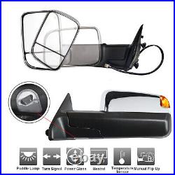 Tow Mirrors For 2009-18 Dodge Ram 1500 2500 Power Heated LED Signal Puddle Lamp