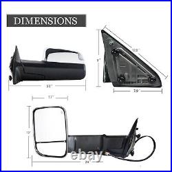 Tow Mirrors For 2009-18 Dodge Ram 1500 2500 Power Heated LED Signal Puddle Lamp